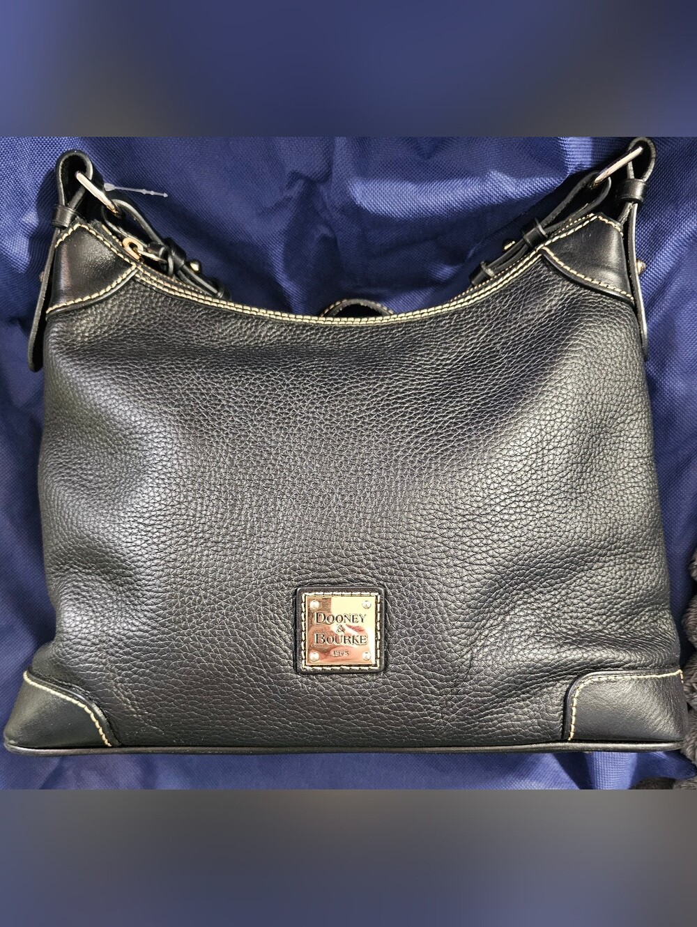 Dooney & Bourke Black Pebble Leather Hobo Bag